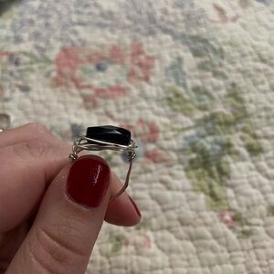 Elegant Black Stone Silver Ring